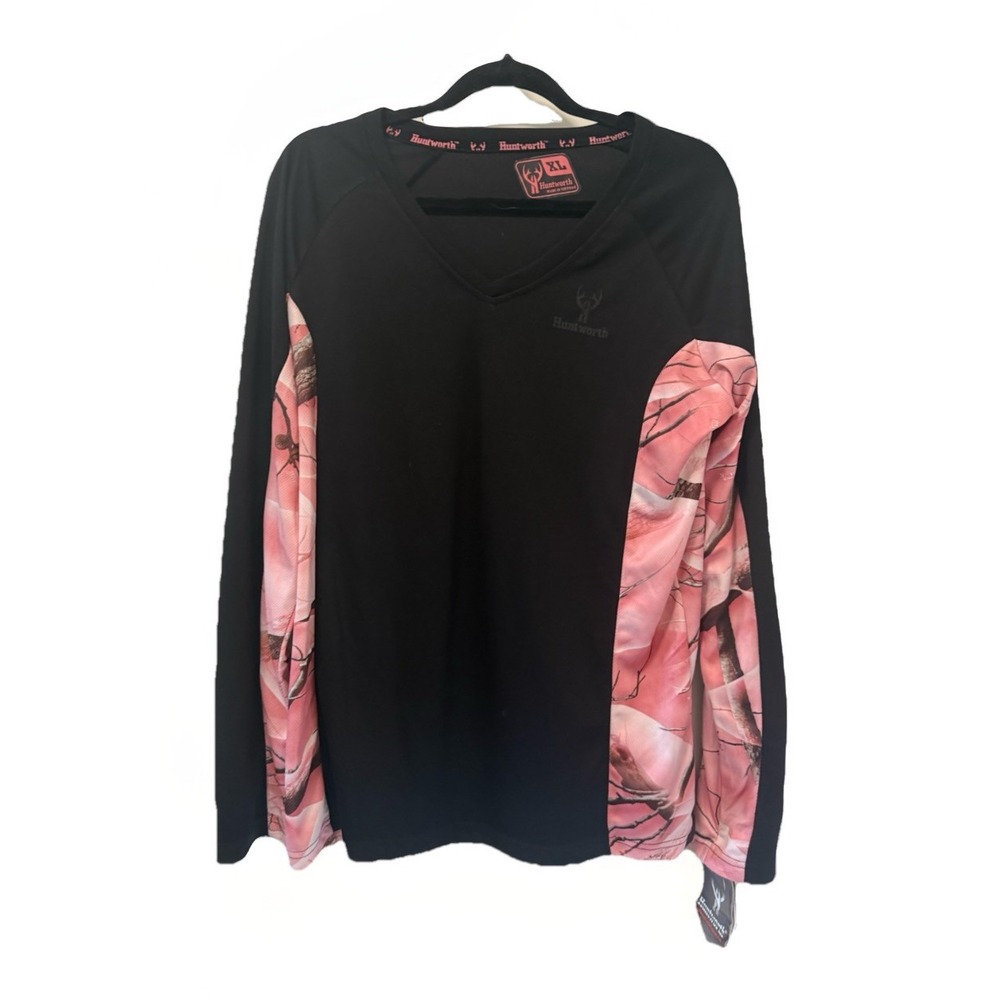 Huntworth Oak Tree Pink Camo Pull Over Black Jacket Women's Size‎ XL